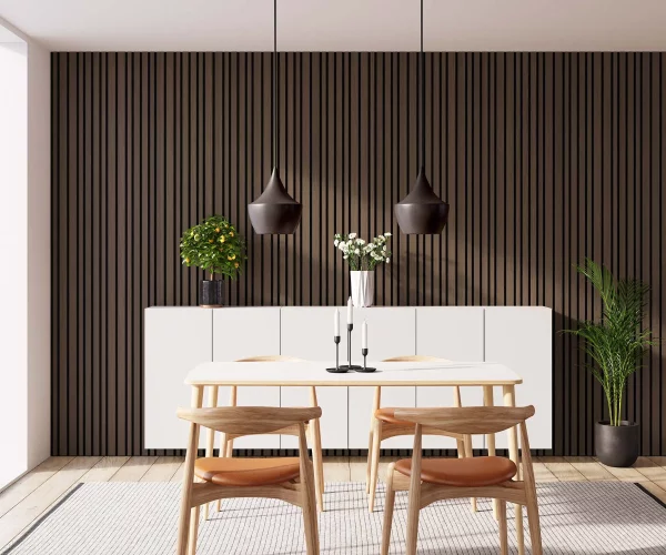 Barcode Smoked Oak with Black Recosilent in dining room