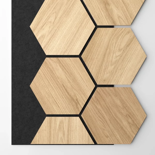 Ribbon-Hexagon Diamond Oak joint panel with black acoustic felt