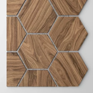 Ribbon-Hexagon Diamond Walnut start panel with grey acoustic felt