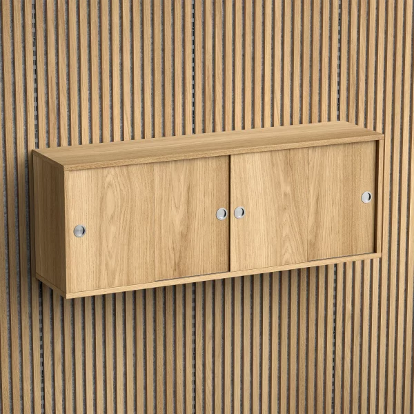 Brace wall cabinet Diamond Oak 1200 mm four sliding doors with Diamond Oak acoustic panels