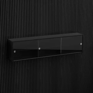 Brace wall cabinet Black Diamond Ash 1800 mm three sliding glass doors with Black Diamond Ash acoustic panels