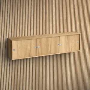 Brace wall cabinet Diamond Oak 1800 mm six sliding doors with Diamond Oak acoustic panels